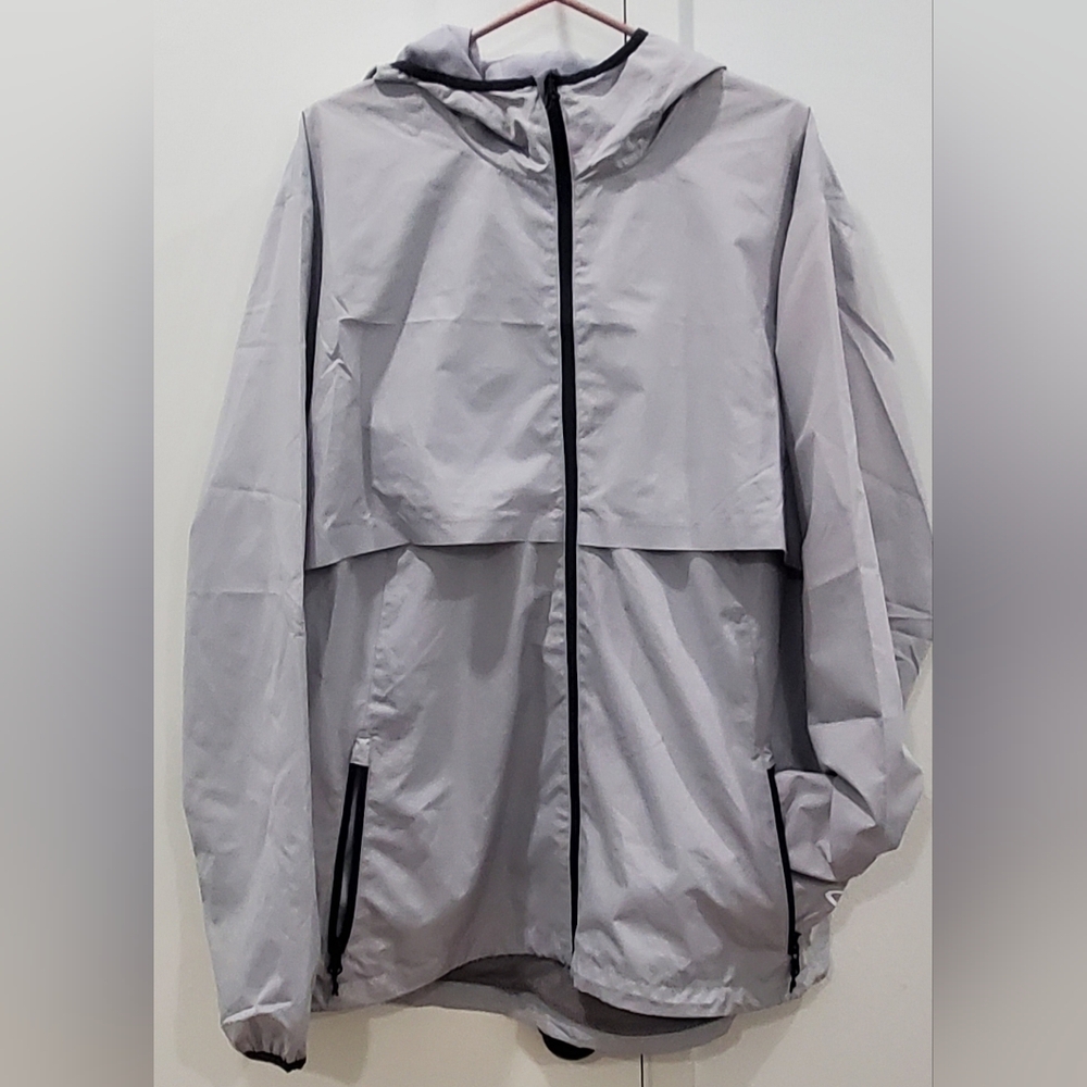 Gray Champion XL Hooded Windbreaker Jacket